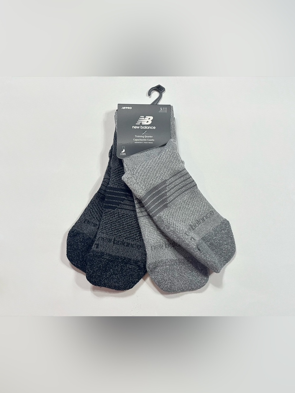 New Balance Men’s Training Quarter Socks - Black & Gray 2-Pack